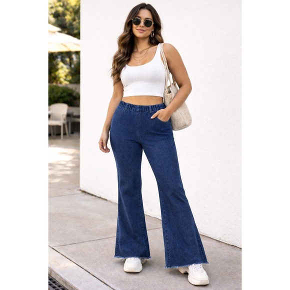 Umgee Pants - Umgee Denim Flare Jeans NWT Size XL Pull On Super Stretch Boho Western Comfort